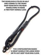 Load image into Gallery viewer, gearleash II the worlds strongest rope leash made from 5/8" dacron anti stretch rope which can be folded in half to make a two foot dog leash