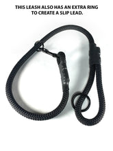 Load image into Gallery viewer, gearleash II the worlds strongest rope leash made from 5/8" dacron anti stretch rope and has an o-ring in the main leash to turn it into a slip lead