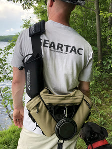 gearpac hands free dog walking sling pack for walking, hiking, camping to keep your dog leash secure
