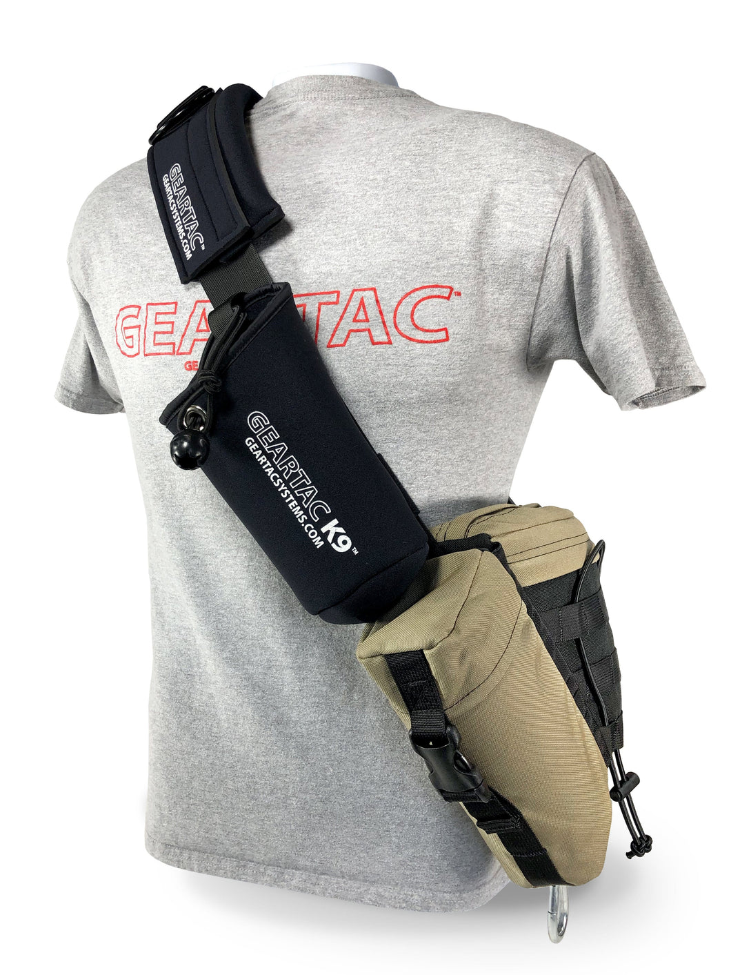gearpac hands free dog walking sling bag with all the gear you need to walk your dog and cary all your walking and hiking needs