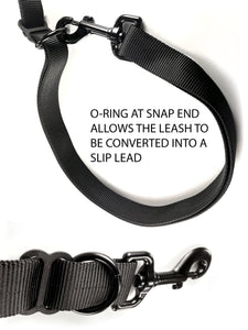 gearleash apex over the shoulder, hands free dog leash with full adjustability, mill-spec materials, and round padded handle with built in slip lead function