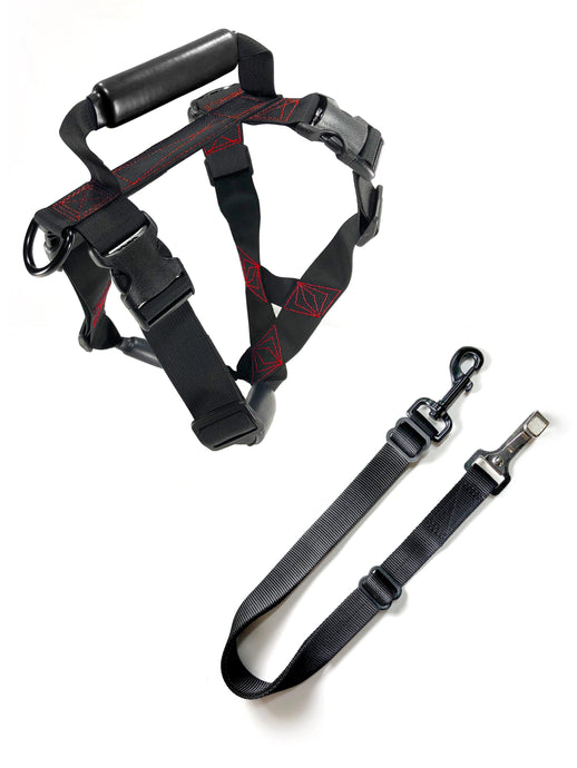 an awesome package for your dog to travel with a great dog harness and seatbelt solution